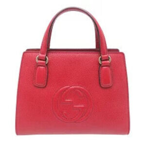 Gucci Soho Bag Strap Handbag Leather Red
